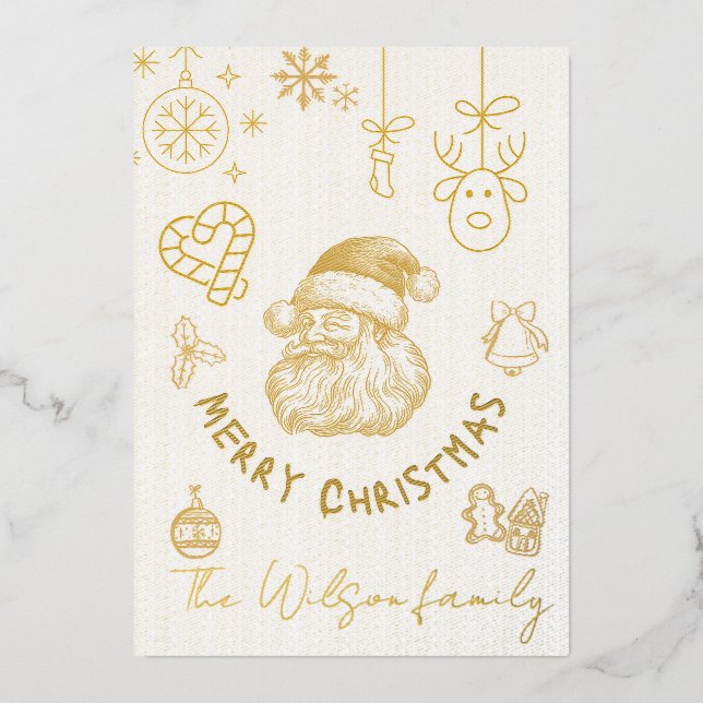 Hand drawn christmas foil holiday card (Front)