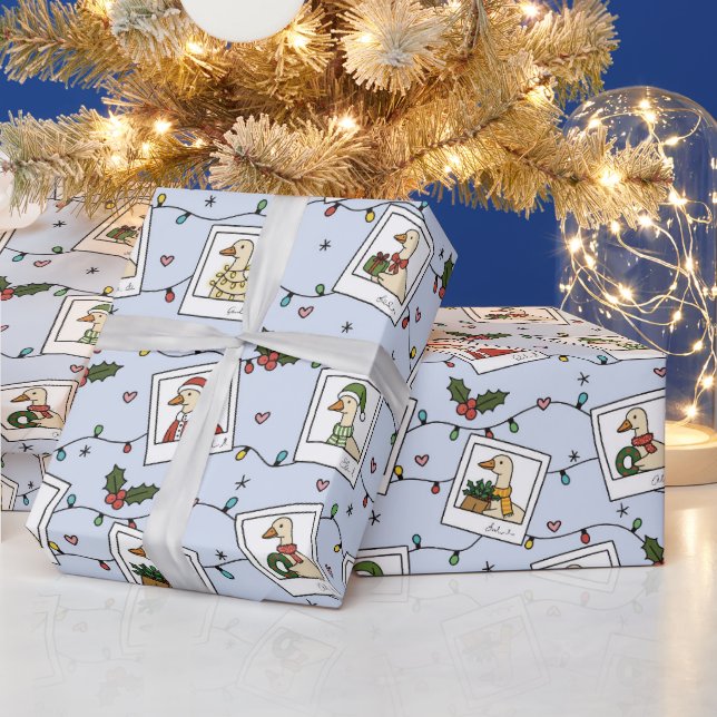 Hand Drawn  Christmas Geese - Wrapping Paper Roll (Holidays)