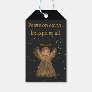 Hand drawn Christmas gift tag  , Angel ,  
