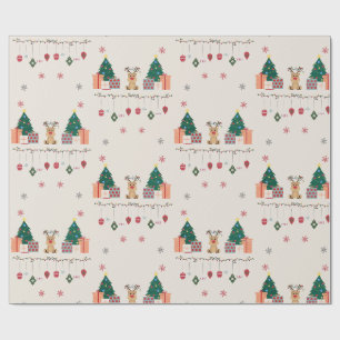 Hand-Drawn Christmas Gift Wrapping Paper Roll