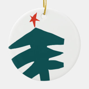 Hand Drawn Christmas Illustration Ceramic Tree Decoration