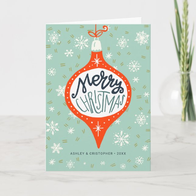 Hand Drawn Christmas Ornament Holiday Card (Front)