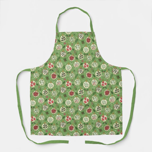 Hand Drawn Christmas Ornament Pattern Apron (Front)