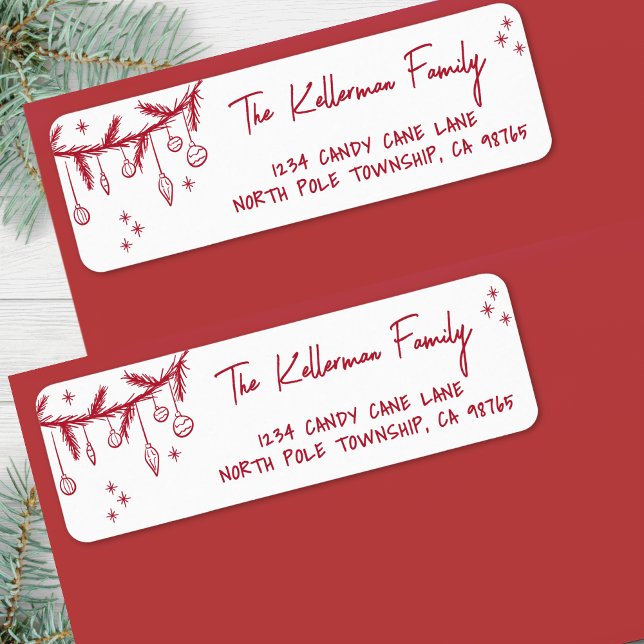 Hand Drawn Christmas Return Address (Hand Drawn Christmas Return Address label )