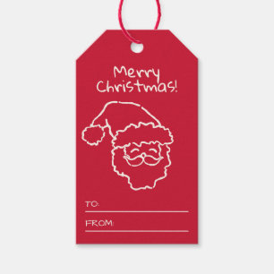 Hand Drawn Christmas Santa Claus Merry Christmas Gift Tags