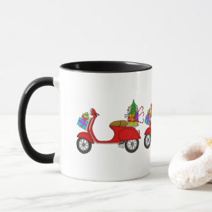 Hand drawn Christmas scooter with gifts Coffee Mug