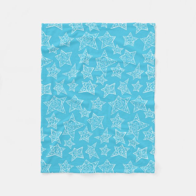 Hand drawn Christmas stars Fleece Blanket (Front)