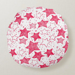 Hand drawn Christmas stars Round Cushion