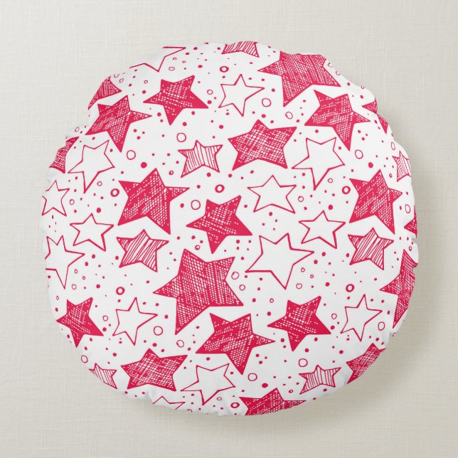 Hand drawn Christmas stars Round Cushion (Front)