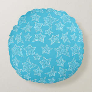 Hand drawn Christmas stars Round Cushion