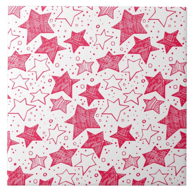 Hand drawn Christmas stars Tile (Front)