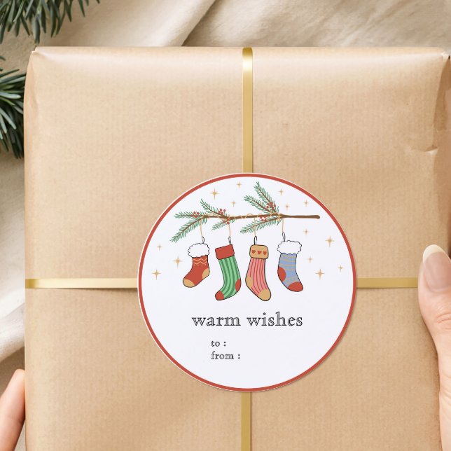 Hand Drawn Christmas Stockings Gift Label Sticker  (Creator Uploaded)