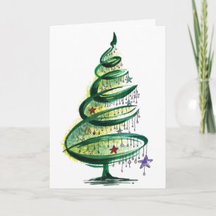 Hand drawn Christmas tree Card