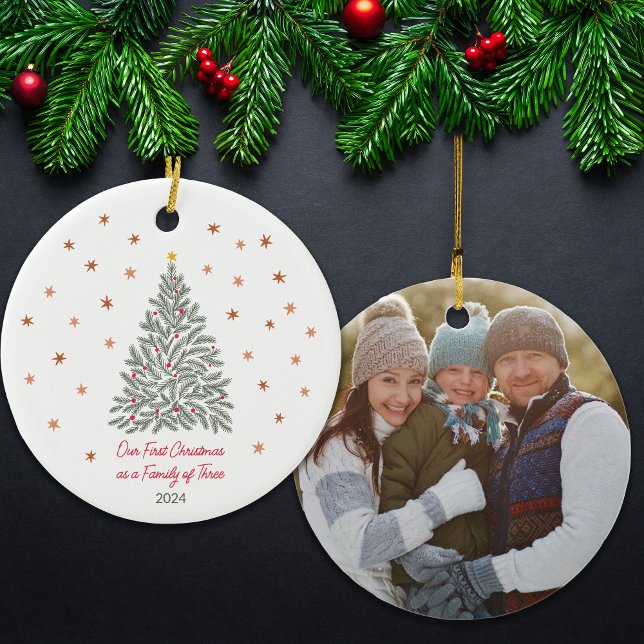 Hand-drawn Christmas Tree Family Photo  Ceramic Tree Decoration (Creator Uploaded)