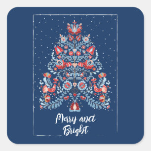 Hand Drawn Christmas Tree Square Sticker