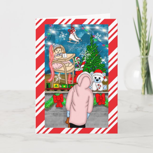 Hand drawn Christmas Window Holiday Card (Front)