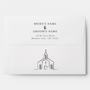 Hand Drawn Church Whimsical Wedding Invitation Envelope
