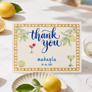 Hand Drawn Ciao Bella Lemon Bridal Shower  Thank You Card