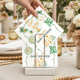 Hand Drawn Ciao Italian Pizza & Pasta Baby Shower Napkin