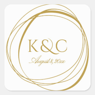 Hand Drawn Circles Wedding Label   Gold