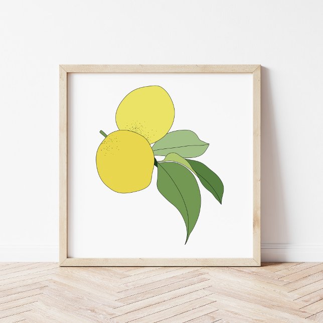 Hand-Drawn Citrus Lemon Branch Kitchen Art Poster (Creator Uploaded)