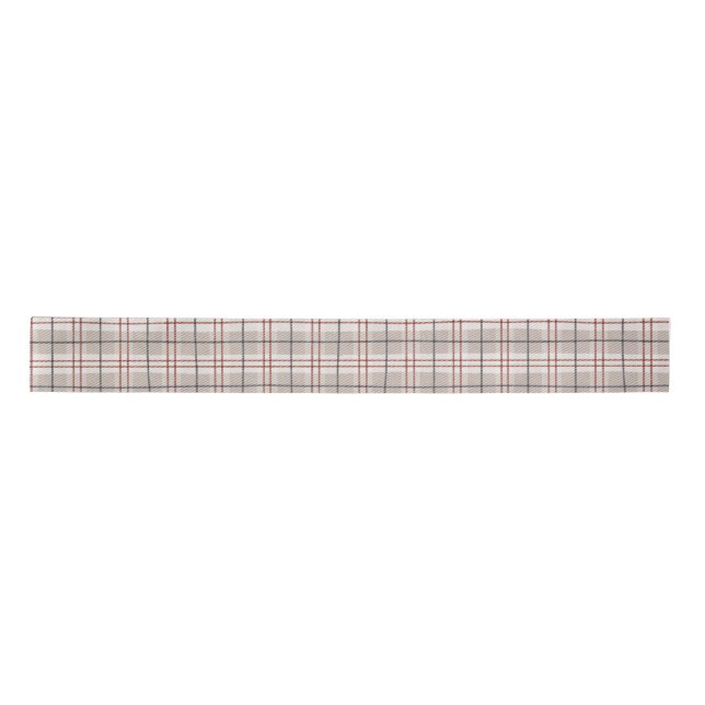Hand Drawn Classic Beige Plaid Pattern Satin Ribbon (Front)