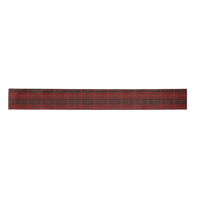 Hand Drawn Classic Red Plaid Pattern Satin Ribbon (Front)