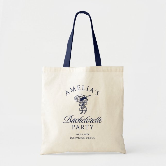  Hand Drawn Cocktail Bachelorette Weekend Tote Bag (Front)