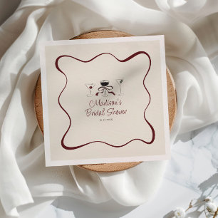 Hand Drawn Cocktails Wavy Frame Bridal Shower Napkin