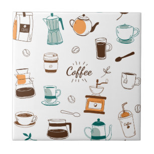 Hand Drawn Coffee and Cafe Pattern Tile