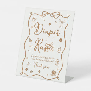 Hand Drawn Coffee Baby Shower Diaper Raffle  Pedestal Sign