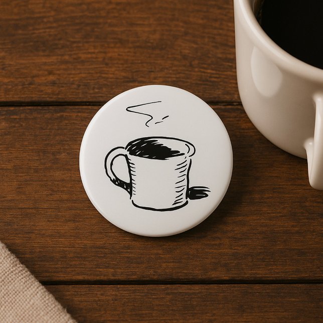 Hand Drawn Coffee Mug Sketch Minimalist 7.5 Cm Round Badge (Creator Uploaded)