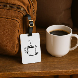 Hand Drawn Coffee Mug Sketch Minimalist Luggage Tag