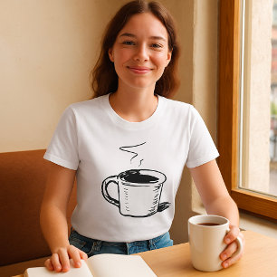 Hand Drawn Coffee Mug Sketch Minimalist T-Shirt
