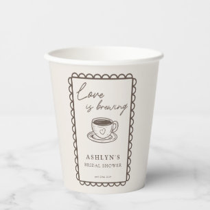Hand Drawn Coffee Theme Bridal Shower Paper Cups