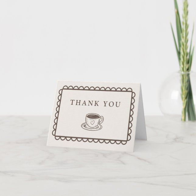 Hand Drawn Coffee Themed Thank You Card (Front)