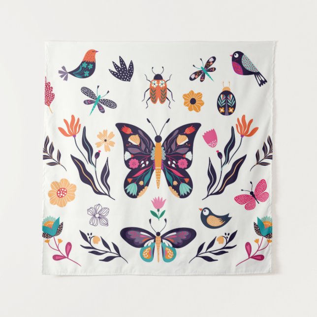 Hand drawn collection of spring summer elements wi tapestry (Front)