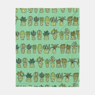 Hand-drawn collection with cactus doodles. Plants Fleece Blanket