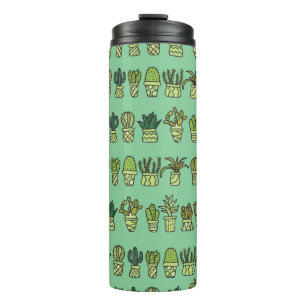 Hand-drawn collection with cactus doodles. Plants  Thermal Tumbler
