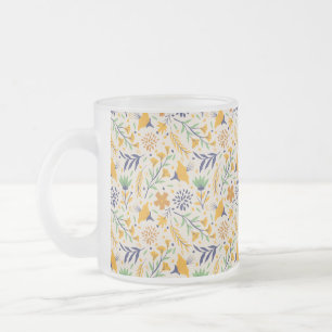 Hand Drawn Colorful Floral Pattern-23595 Frosted Glass Coffee Mug