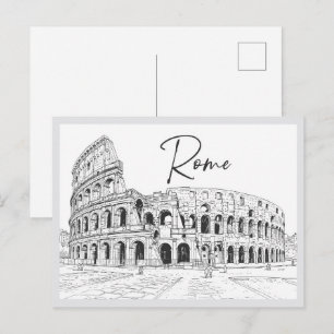 Hand drawn Colosseum Rome Italy Landmark Postcard
