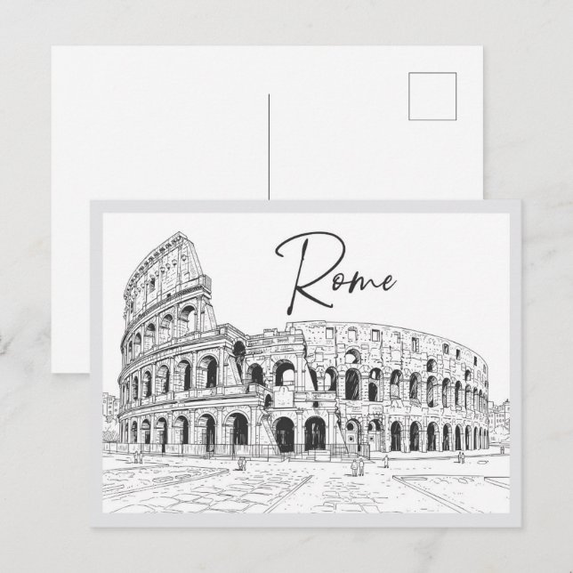 Hand drawn Colosseum Rome Italy Landmark Postcard (Front/Back)