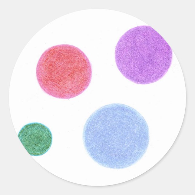 Hand-drawn Colour Dots Classic Round Sticker (Front)