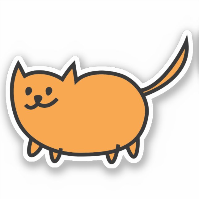 Hand Drawn Colour Kitty Custom-Cut Vinyl Sticker (Front)