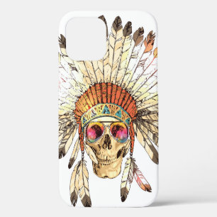 Hand Drawn Colour Native American Indian Headdress iPhone 12 Case