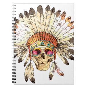 Hand Drawn Colour Native American Indian Headdress Notebook