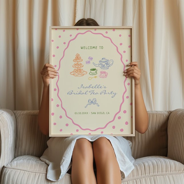 Hand Drawn Colourful Bridal Tea Party Welcome Poster (Creator Uploaded)