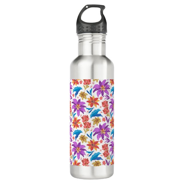 Hand Drawn Colourful Exotic Floral Pattern-70703 710 Ml Water Bottle (Front)