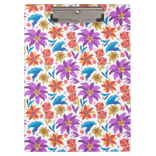 Hand Drawn Colourful Exotic Floral Pattern-70703 Clipboard
