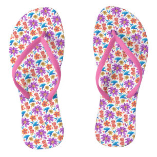 Hand Drawn Colourful Exotic Floral Pattern-70703 Flip Flops
